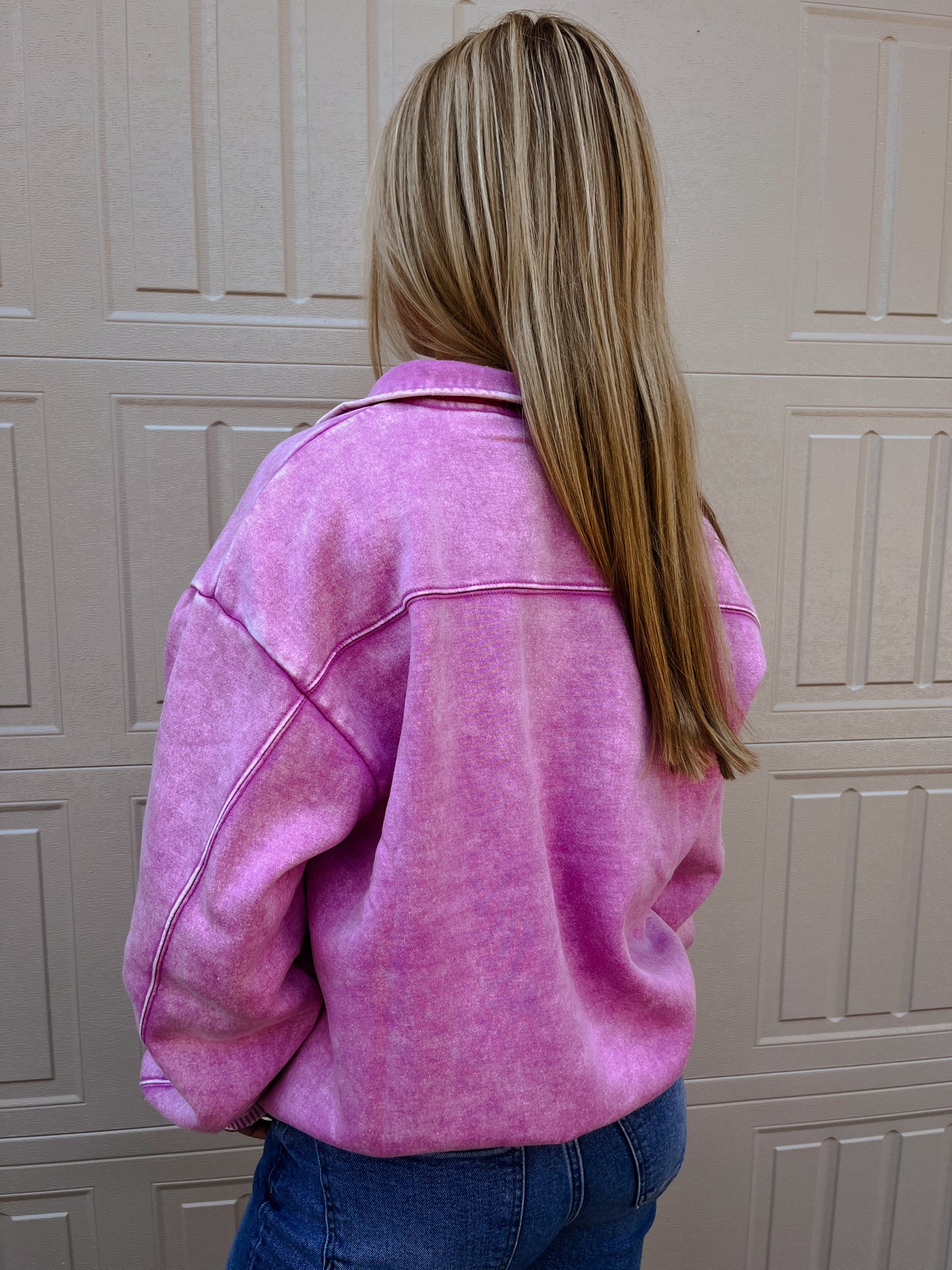 Mauve Acid Wash Quarter Zip