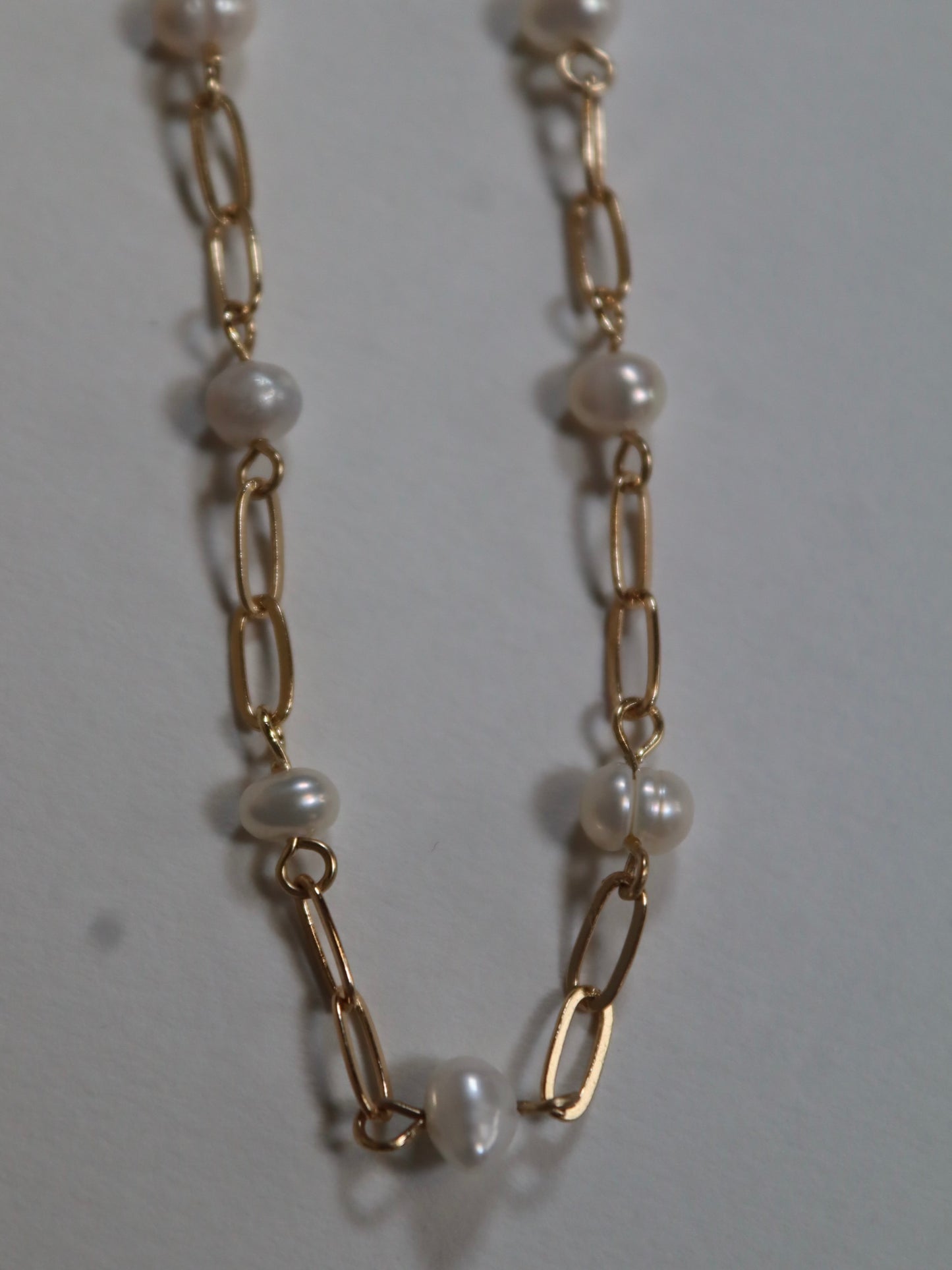 Gold Link Freshwater Pearl Mix Chain