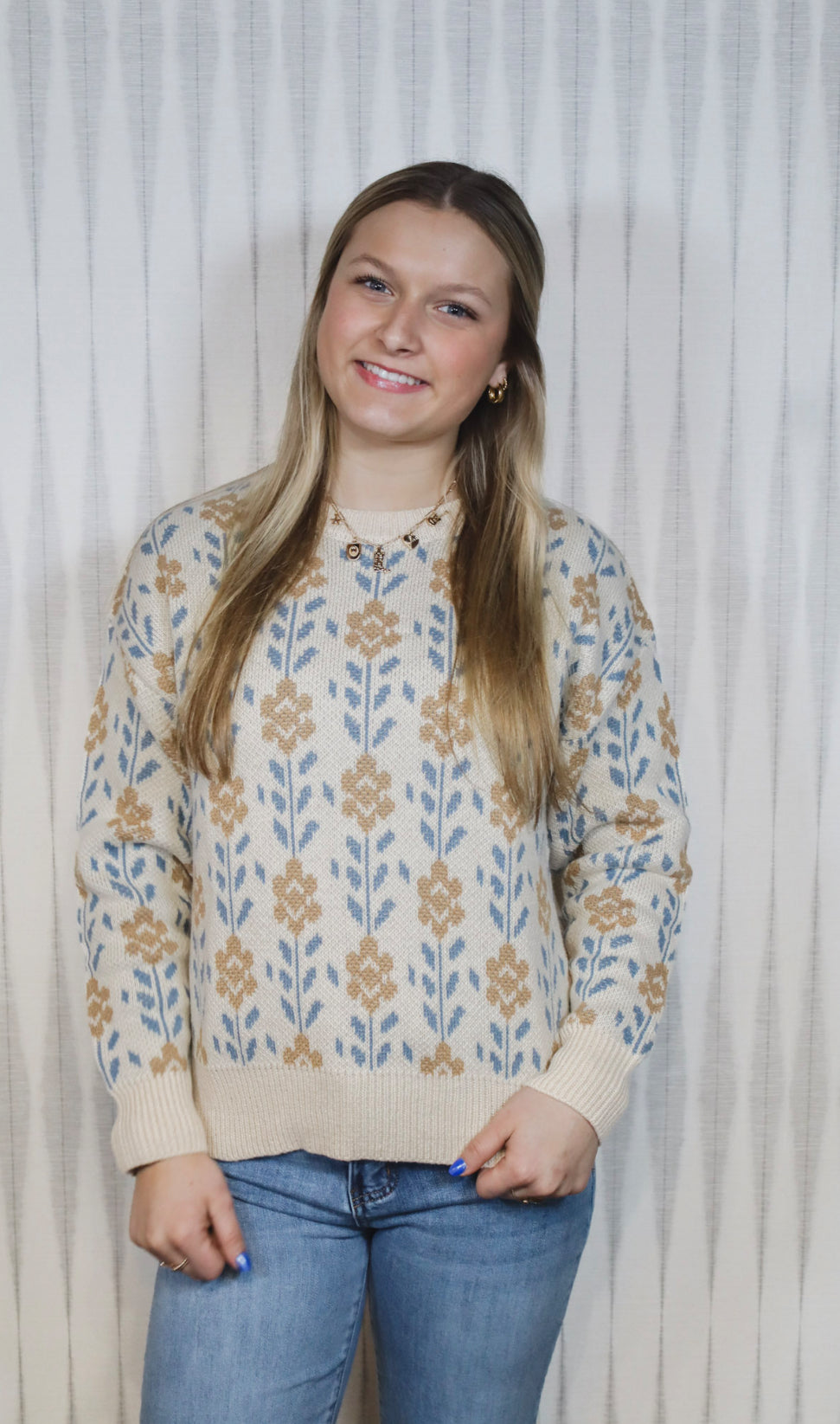Floral Jacquard Sweater