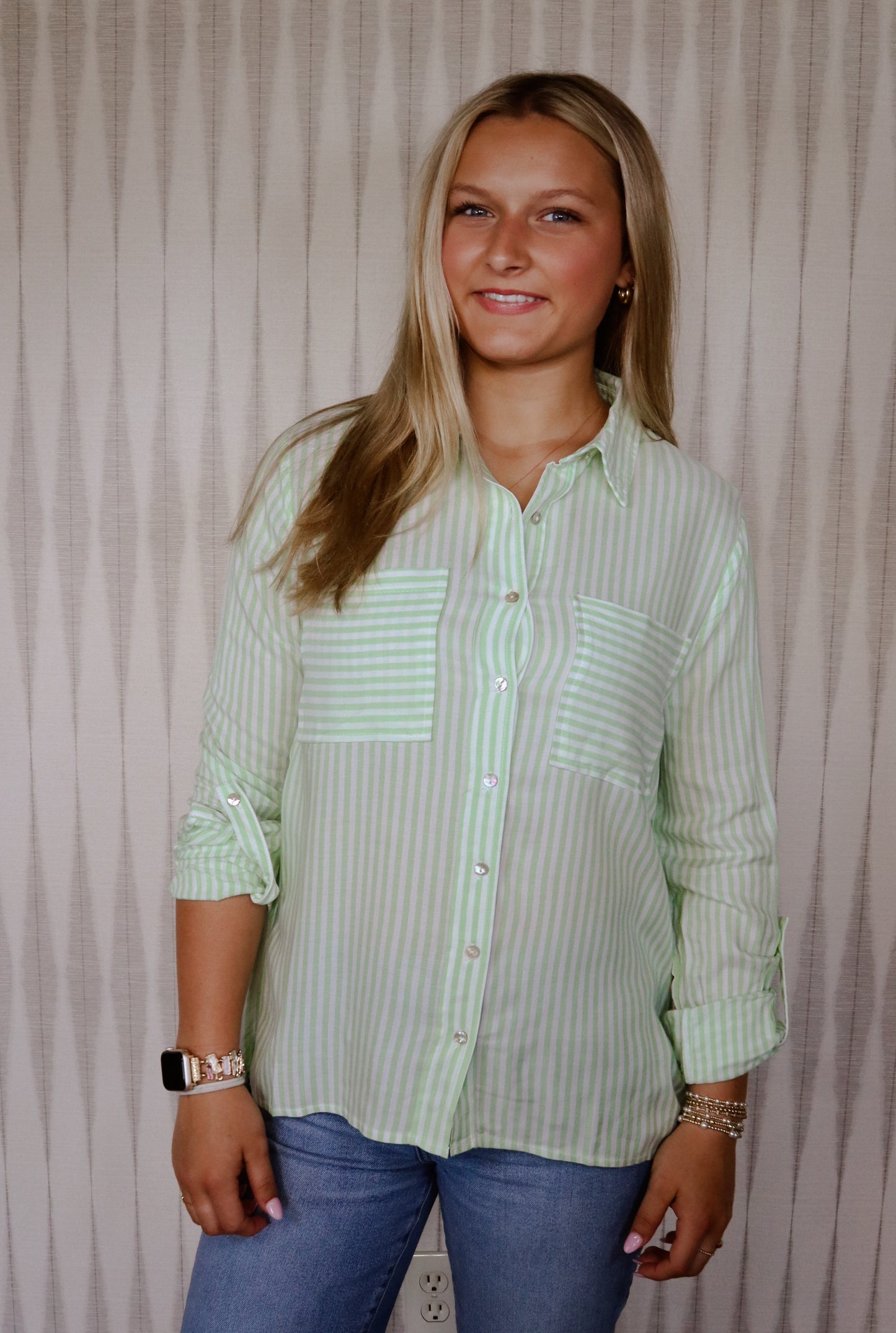 Lime Button Up