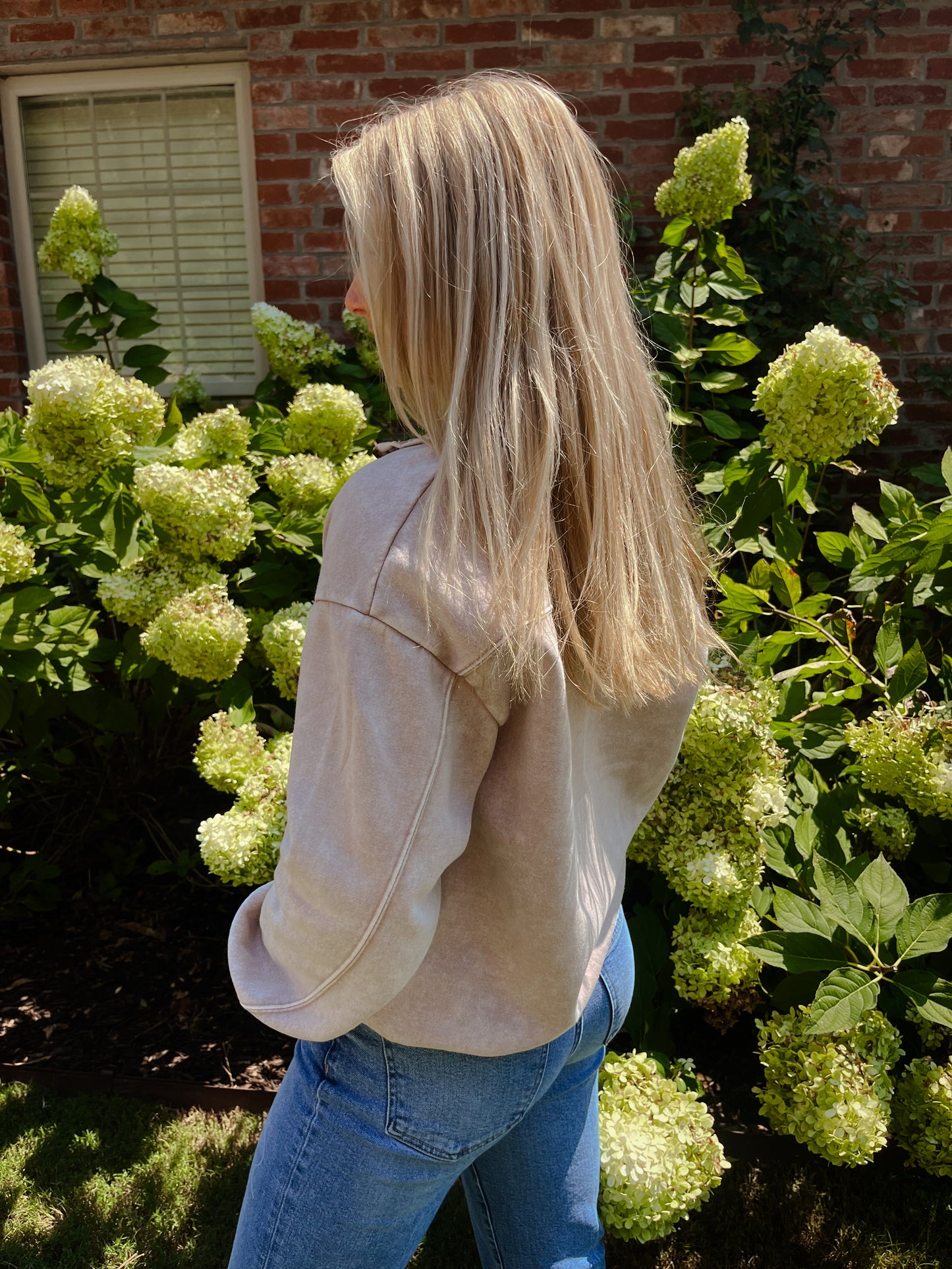 Mocha Acid Wash Quarter Zip