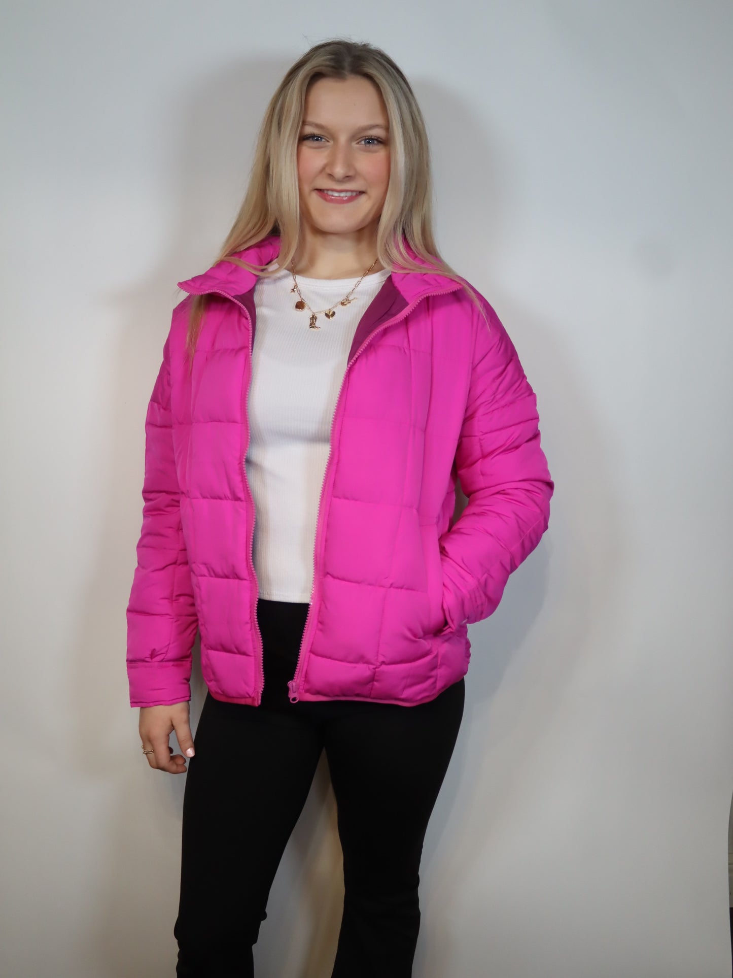 Hot Pink Puffer Jacket