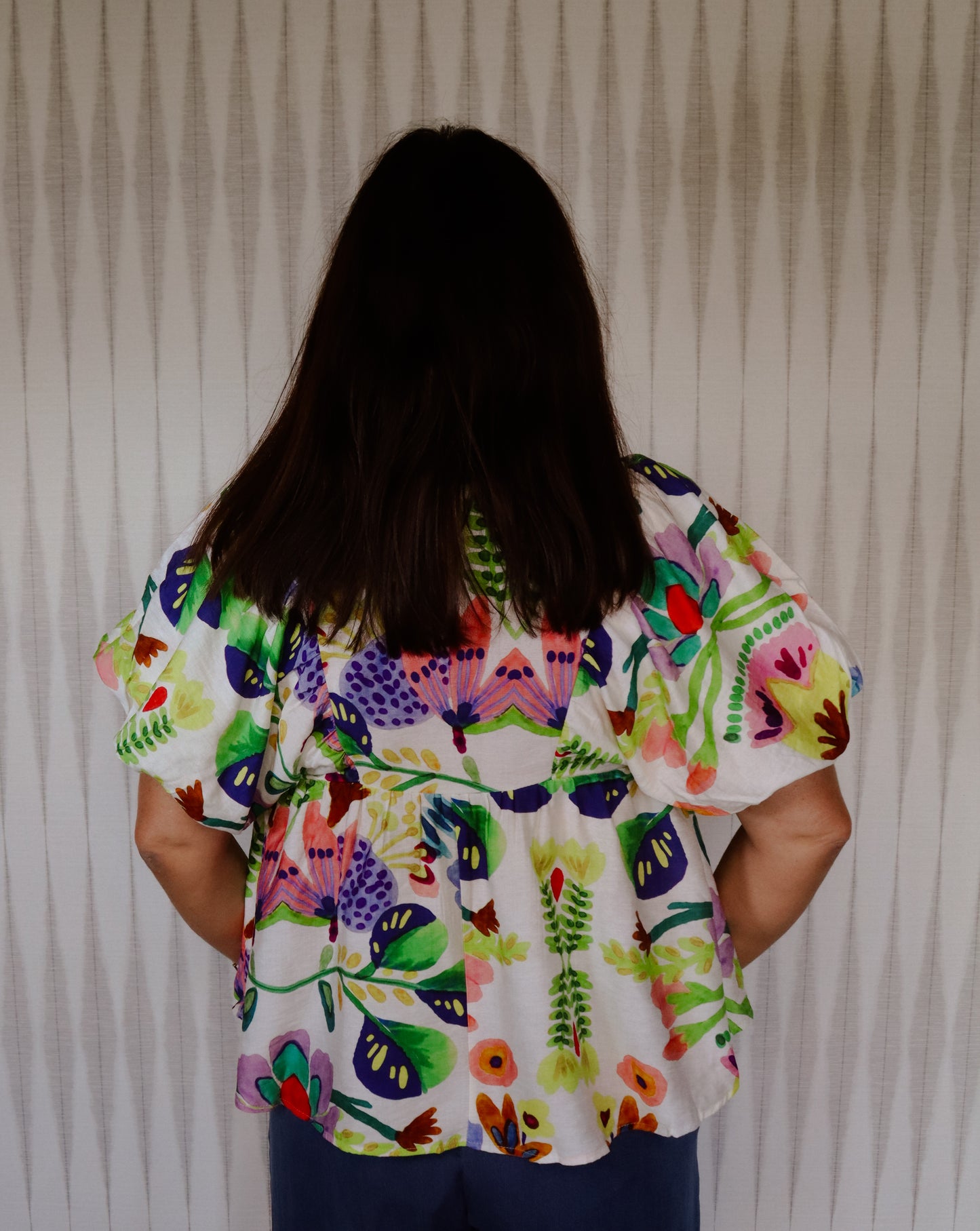 Bright Floral Puff Sleeve Top