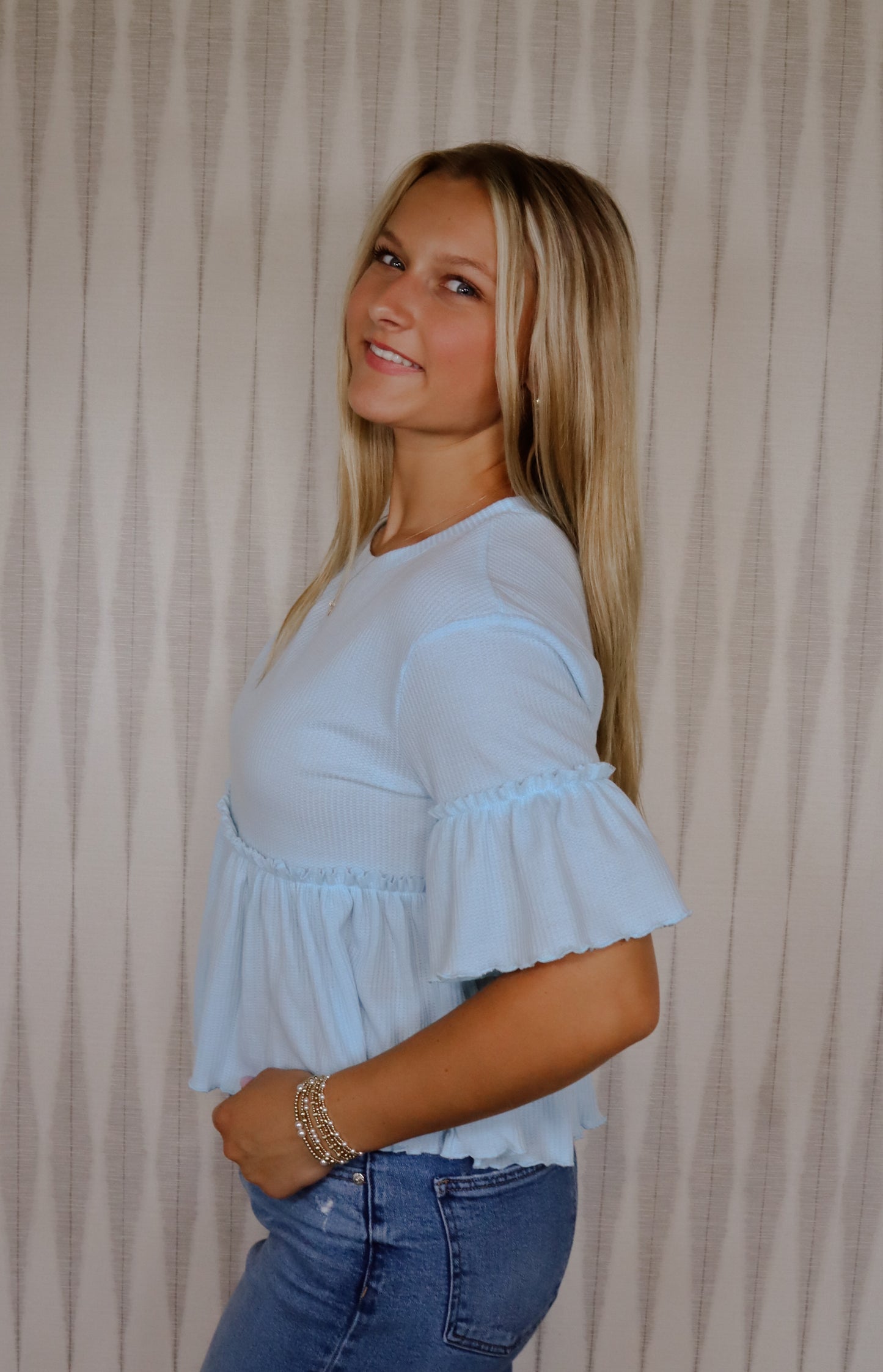 Blue Frill Top