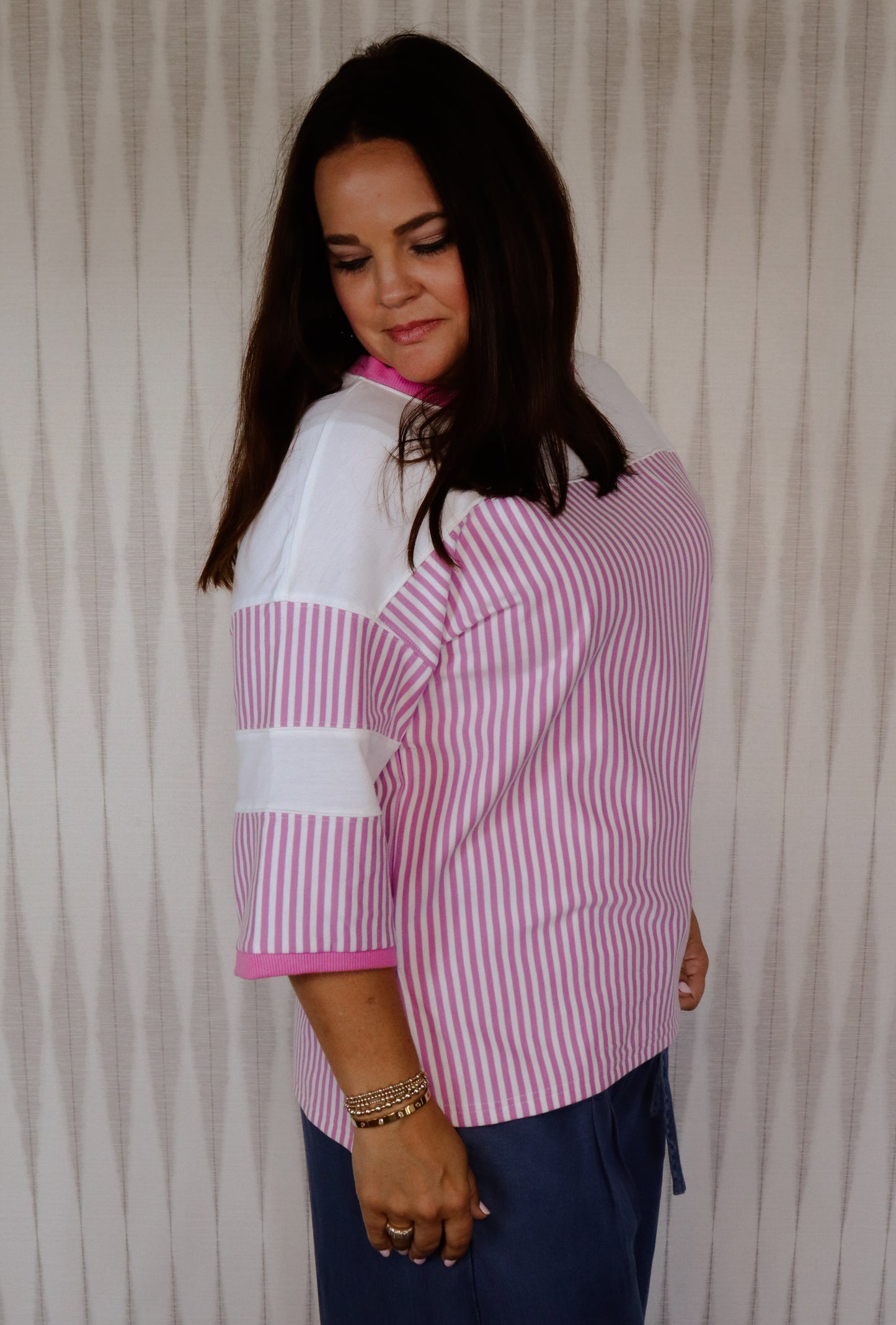 Oversized Pink & White Tee