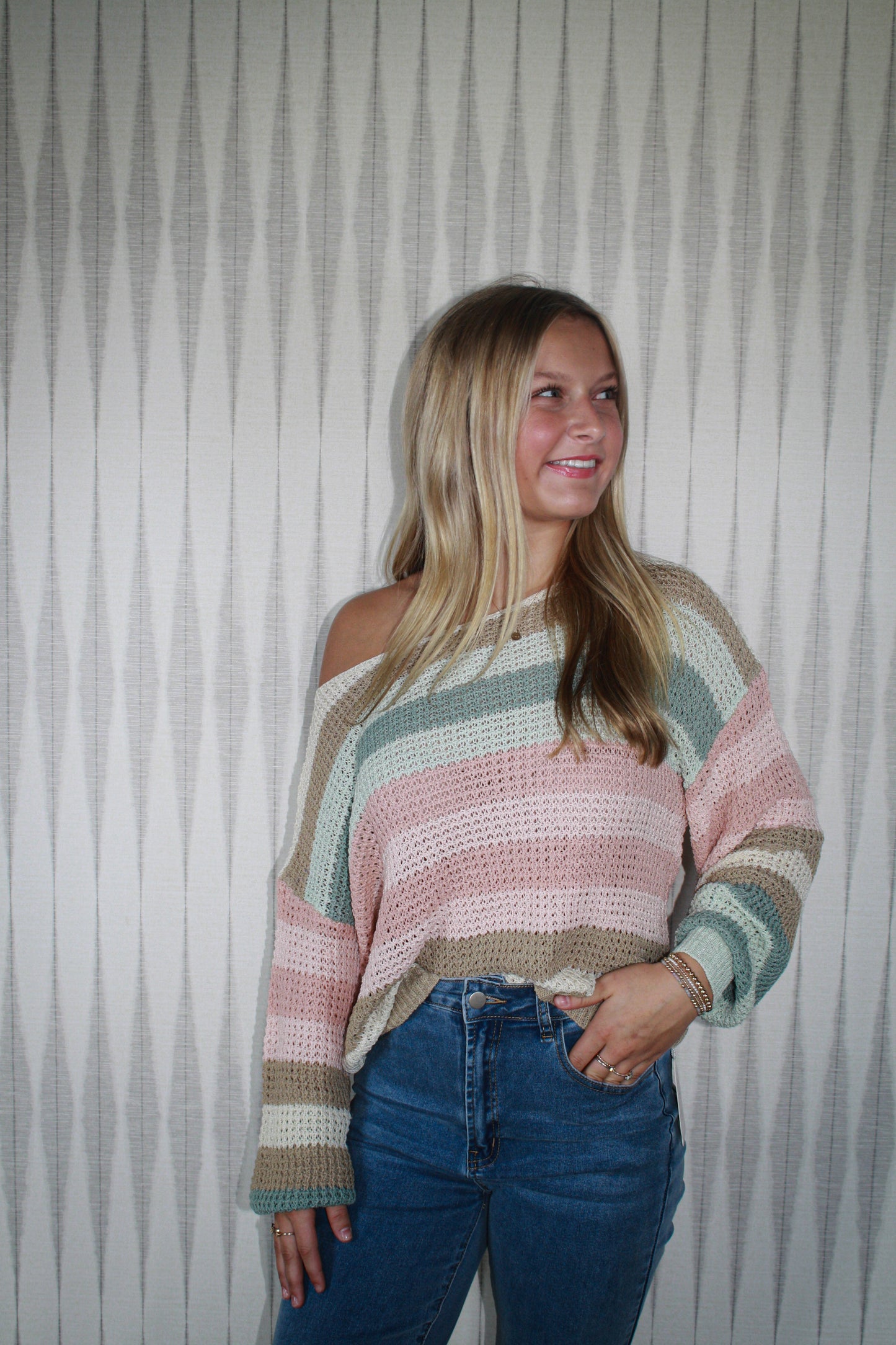 Pastel-Stripe loose fit Top