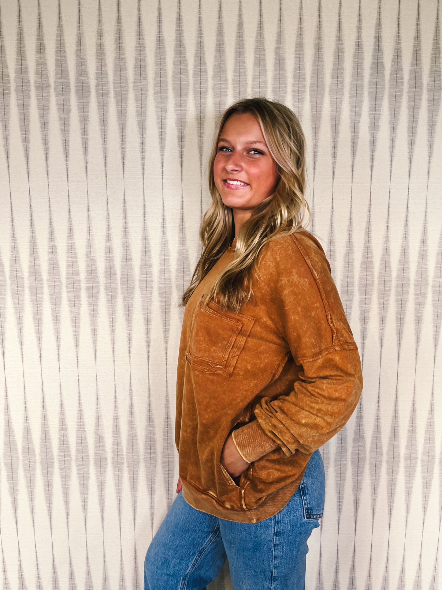 Burnt Orange Pocketed Sweatshirt