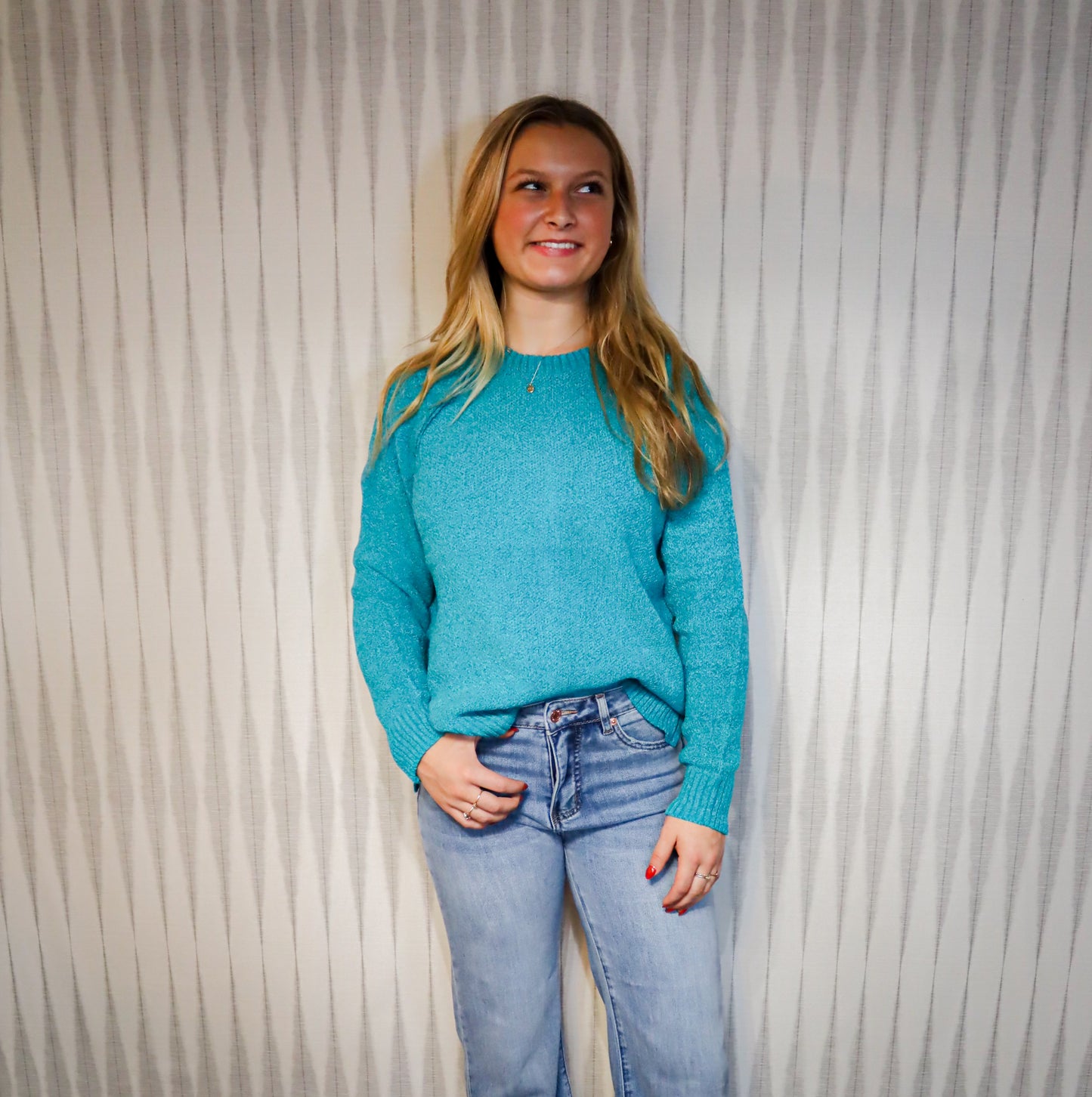 Light Teal Chenille Sweater