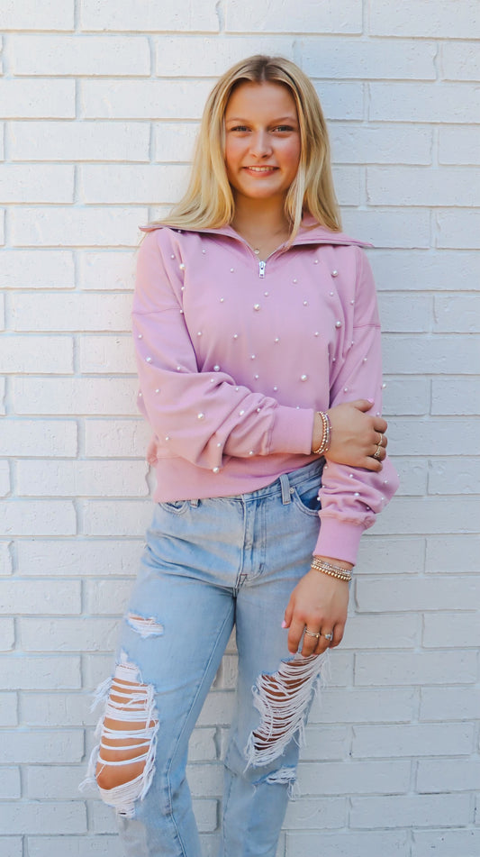 Pink Pearl Quarter Zip Top