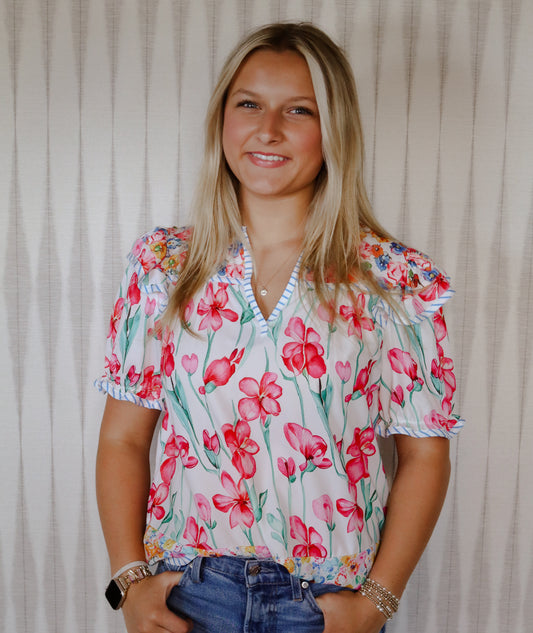 White Floral Top